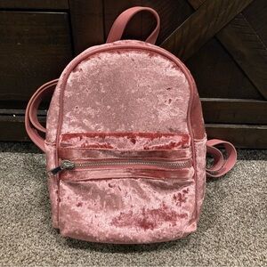 Design Lab - Lord & Taylor Crushed Velvet Backpack~Pink - Like New